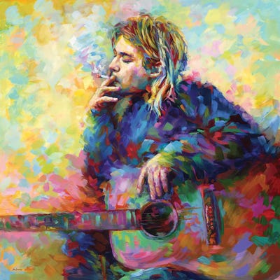 Musical Kurt Kobain Grunge Abstract SINGLE CANVAS WALL ART Picture Print VA